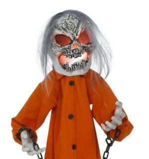 Prisonnier orange zombie animatronic automate 160cm lumineux sonore animé