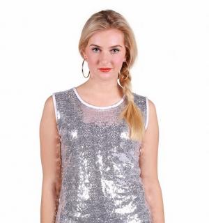 Tee shirt à paillettes argent taille S
