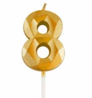 Bougie chiffre diamant or 8