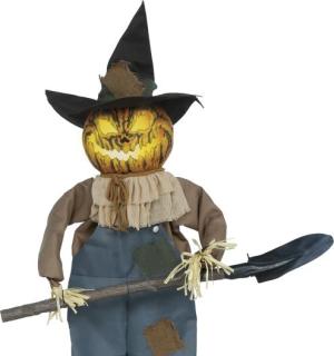Animatronic Epouvantail citrouille fossoyeur 190cm lumineux, sonore, animé