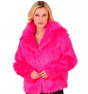 Veste en peluche fausse fourrure rose fluo femme taille XXL