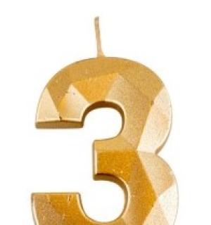 Bougie chiffre diamant or 3