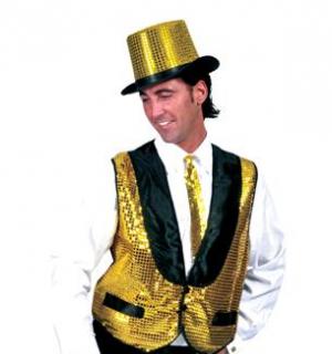 Gilet à sequins collés or doré taille S/M